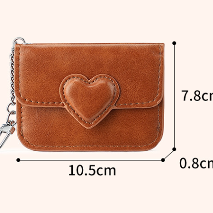 2PCS Wine Red Women's Slim PU Leather Card Holder with Cute Heart Detail and Keychain Clip - Ultra Thin Portable Card Sleeve for Daily Use and Gifting