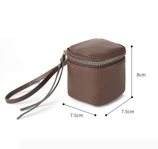 Brown 2 Pack Mini PU Leather Cube Cosmetic Bag – product detail