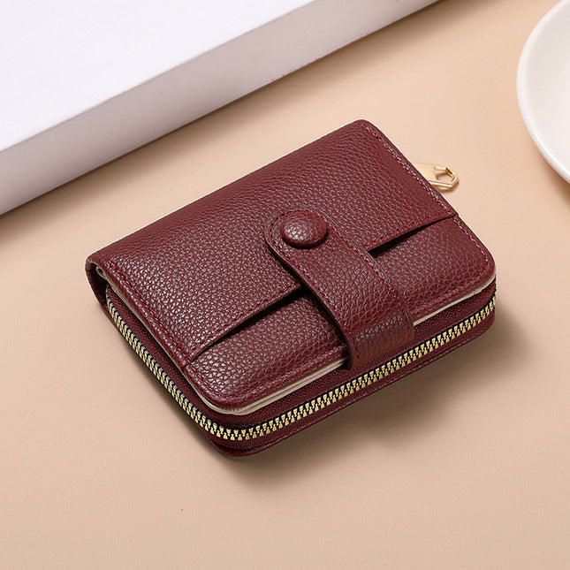 Red-brown Women's Short PU Leather Wallet 2 V888-ELOSUNG38851