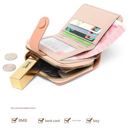 Red-brown Women's Short PU Leather Wallet 2 Pack - Fashion Lychee Grain Purse with Multi Card Slots and Zipper Coin Pocket - Compact Organiser for Daily Use