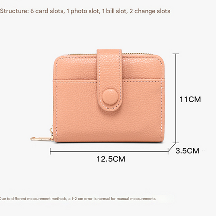 Red-brown Women's Short PU Leather Wallet 2 Pack - Fashion Lychee Grain Purse with Multi Card Slots and Zipper Coin Pocket - Compact Organiser for Daily Use