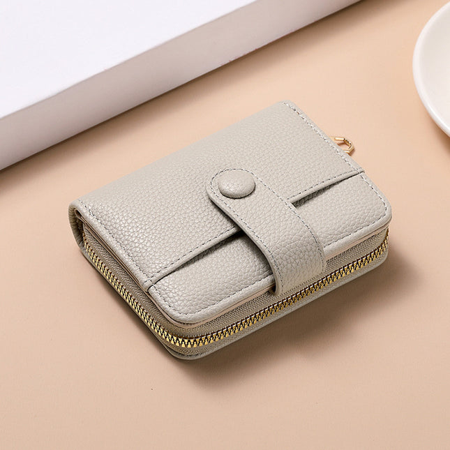 Grey Women's Short PU Leather Wallet 2 V888-ELOSUNG38853