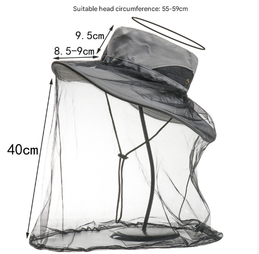 Green Outdoor Mosquito Head Net Hat with 40cm Mesh Shield – product detail