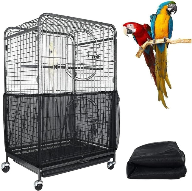 L Black Height 30 Circumference 220 Large Bird Cage Seed Catcher Net Cover