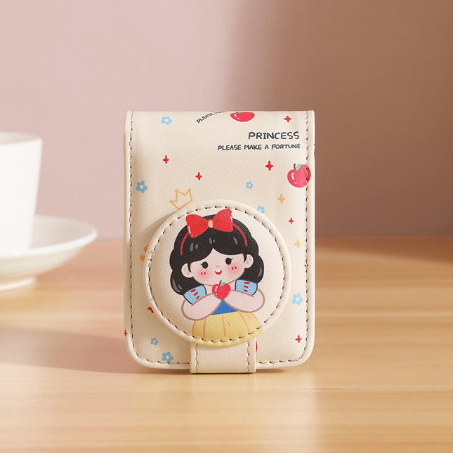 Princess 2 Pack Mini Lipstick Case with Mirror Cute Design Small Makeup Pouch 9.5cm for Handbag Travel