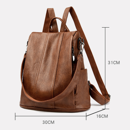 Brown Women's Anti-Theft Backpack Purse Soft Faux Leather Convertible Rucksack Shoulder Bag Large Capacity 31cm for Travel Work Daily Use