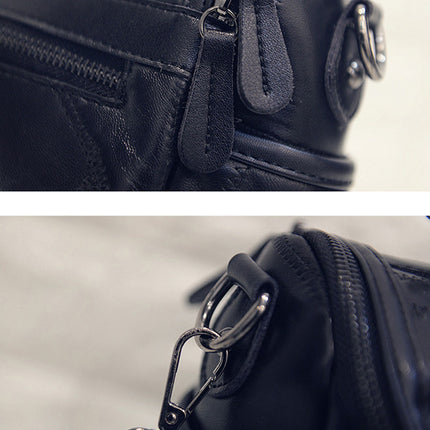 Women's Black Studded Handbag Soft PU Leather Crossbody Shoulder Bag with Rivets Trendy Box Purse 22cm for Travel Party