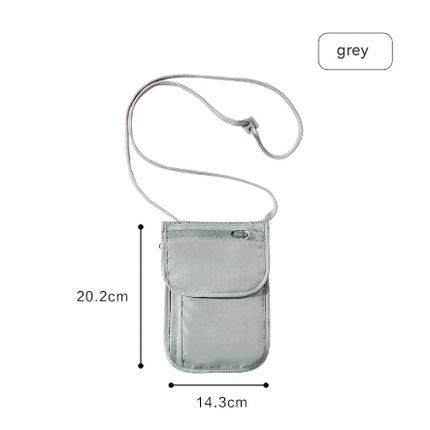 Grey 2 Pack RFID Blocking Travel Neck Pouch Passport Holder & Document Organiser Water Resistant Hidden Security Wallet for International Travel