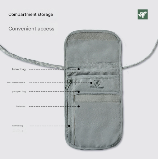 Black 2 Pack RFID Blocking Travel Neck Pouch Passport Holder & Document Organiser Water Resistant Hidden – product detail