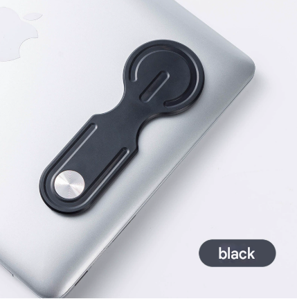 Black Magnetic Laptop Phone Holder Side Mount Expansion Bracket Slim 6mm Foldable Stand with Metal Ring for