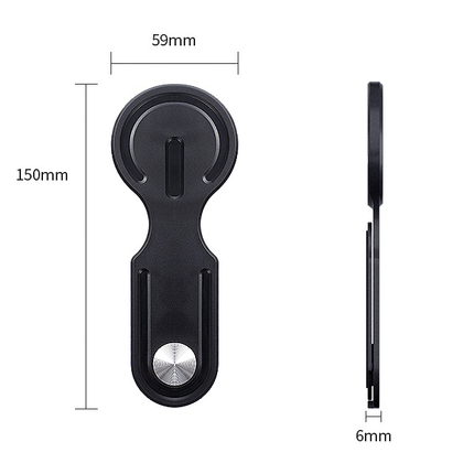 Light Grey Magnetic Laptop Phone Holder Side Mount Expansion Bracket Slim 6mm Foldable Stand with Metal Ring for Dual Screen Work Office Setup