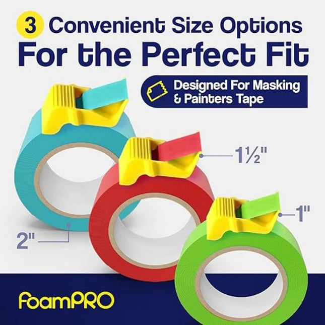15 Pack Masking Tape Cutter Set (5 x 3 Sizes) Compact Clip-On Dispenser for 1 1.5 & 2 Rolls Painter's Tape