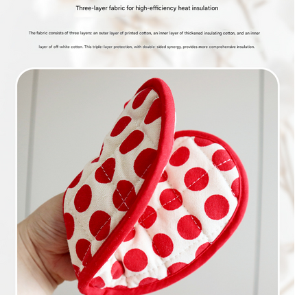 Red 2 Pack Heart Shaped Oven Mitts Heat Resistant Cotton Pot Holders Double Layer Thick Insulation Kitchen Gloves for Baking Cooking