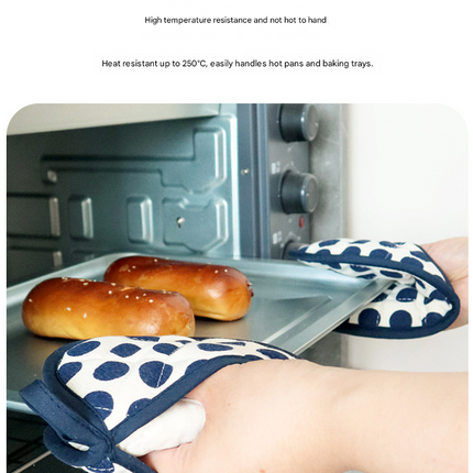 Blue 2 Pack Heart Shaped Oven Mitts Heat Resistant Cotton Pot Holders Double Layer Thick Insulation Kitchen Gloves for Baking Cooking