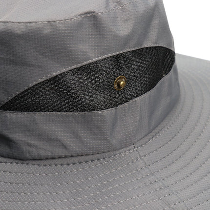 Navy Blue Outdoor Mosquito Head Net Hat with 40cm Mesh Shield - Wide Brim Sun Protection Bucket Hat for Fishing and Hiking - Quick Dry Breathable Cap