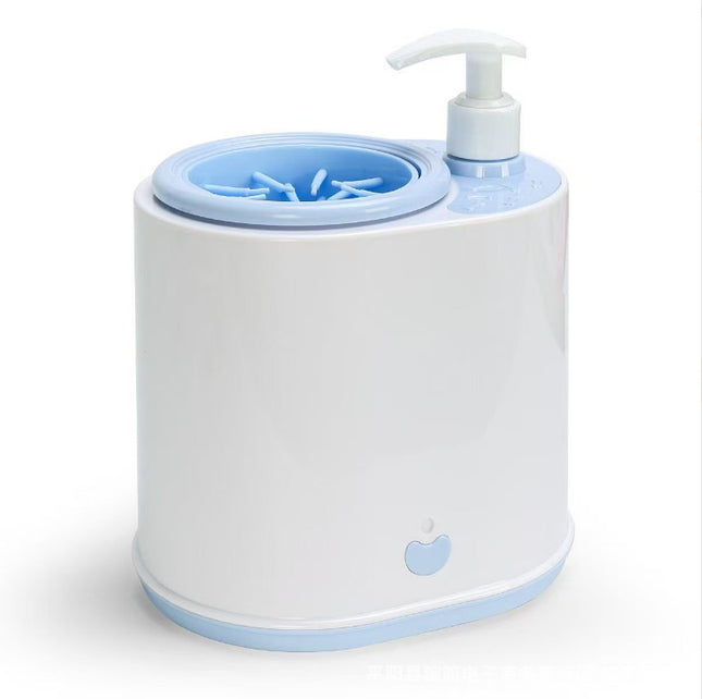 Blue Electric Pet Paw Cleaner Automatic Dog Foot Washer Cup with Built-in Soap Dispenser Soft Silicone