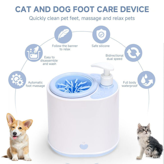 Blue Electric Pet Paw Cleaner Automatic Dog Foot Washer Cup with Built-in Soap Dispenser Soft Silicone – product detail