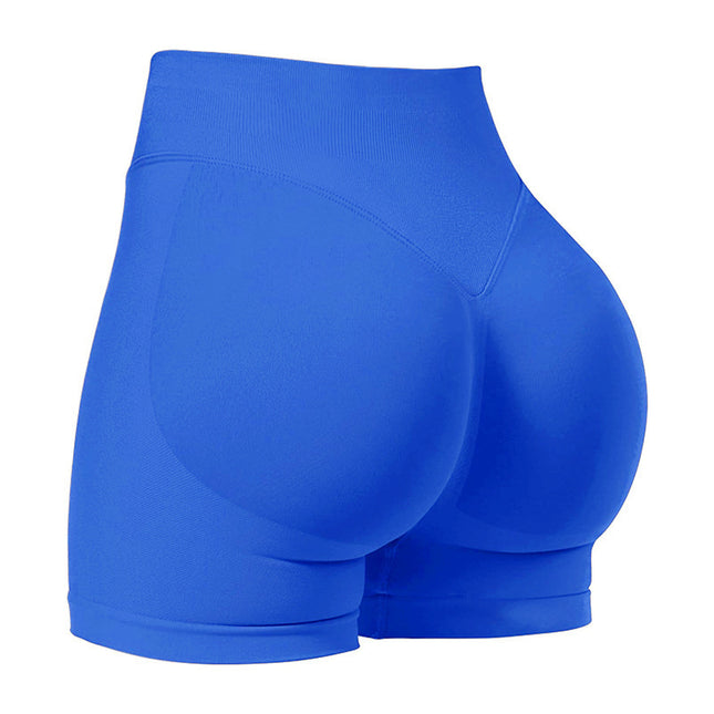 L Electric Blue High-Elastic Hip Yoga Shorts