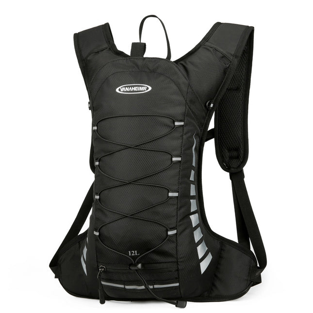 Black Lightweight Outdoor Sports Backpack Breathable Hiking Daypack Compact Running Cycling Bag with Bungee