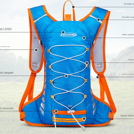 Black-green Lightweight Outdoor Sports Backpack Breathable Hiking Daypack Compact Running Cycling Bag with Bungee Storage 45cm for Travel