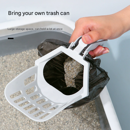 Yellow 2-in-1 Cat Litter Scoop with Attached Waste Bin Integrated Poop Scooper Holder Detachable Kit with 150 Degradable Bags
