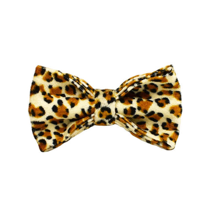 XL Luxury 5 Piece Dog Harness and Collar Set Leopard Print with Leash Bow Tie & Waste Bag Holder Gold Metal Buckle Walking Gear