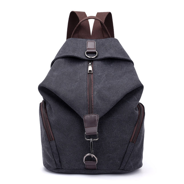 Black Women's Vintage Canvas Backpack Casual Daypack Retro College School Bag Large Capacity Rucksack for
