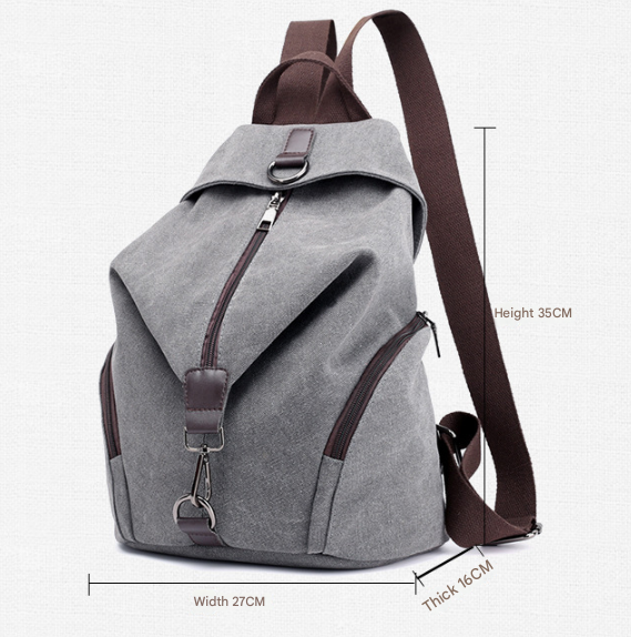 Grey Women's Vintage Canvas Backpack Casual Daypack Retro College School Bag Large Capacity Rucksack for – product detail