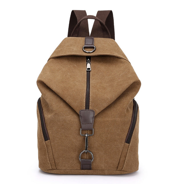 Brown Women's Vintage Canvas Backpack Casual Daypack Retro College School Bag Large Capacity Rucksack for