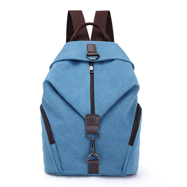 Blue Women's Vintage Canvas Backpack Casual Daypack Retro College School Bag Large Capacity Rucksack for