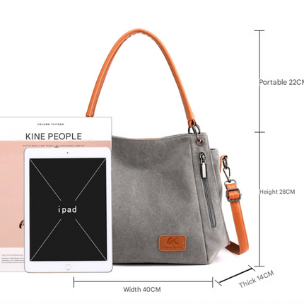Black Women's Canvas Hobo Handbag Large Shoulder Tote Bag Adjustable Crossbody Strap Casual Purse 40cm for Work School Travel