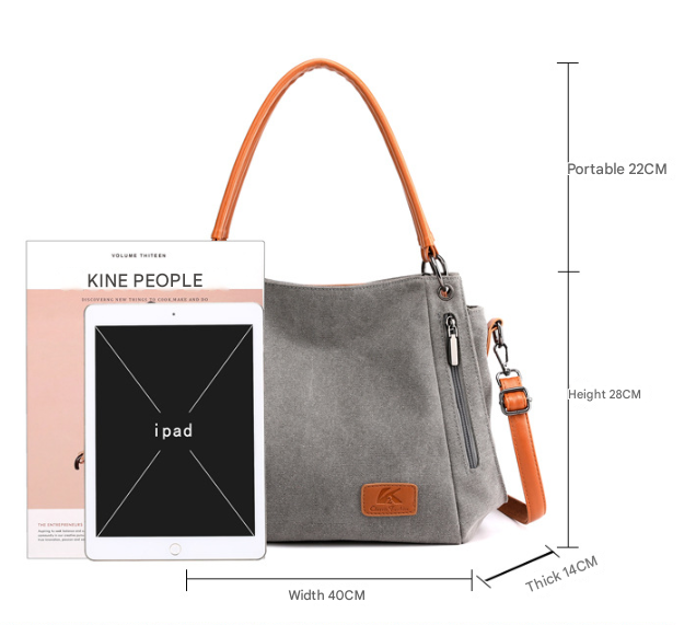 Purple Women's Canvas Hobo Handbag Large Shoulder Tote Bag Adjustable Crossbody Strap Casual Purse 40cm – product detail