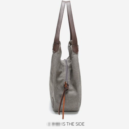 Black Women's Canvas Hobo Handbag Multi-Compartment Shoulder Tote Bag Minimalist Casual Purse 30cm for Work Shopping & Travel