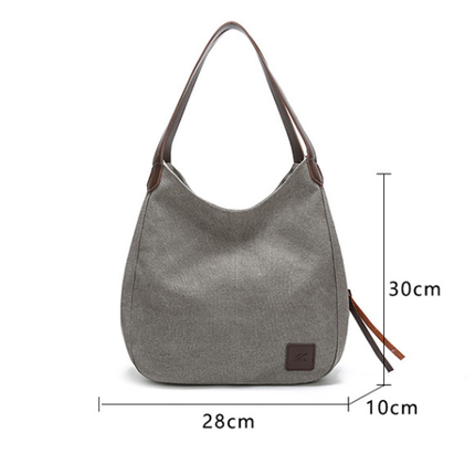 Purple Women's Canvas Hobo Handbag Multi-Compartment Shoulder Tote Bag Minimalist Casual Purse 30cm for Work Shopping & Travel