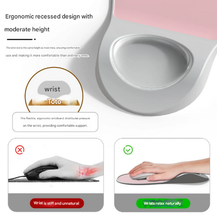 Light Grey Ergonomic Mouse Pad with Wrist Rest Support Soft Silicone Concave Groove Design 32.5cm Non-Slip Mat for Home Office & Gaming