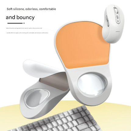 Orange Ergonomic Mouse Pad with Wrist Rest Support Soft Silicone Concave Groove Design 32.5cm Non-Slip Mat for Home Office & Gaming