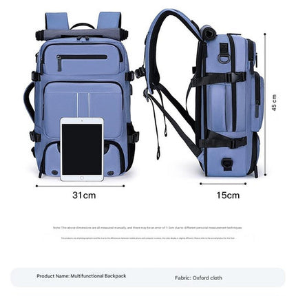 Large Capacity Convertible Travel Backpack - 16" Laptop Compartment, Shoe Pouch & USB Port(Grey)
