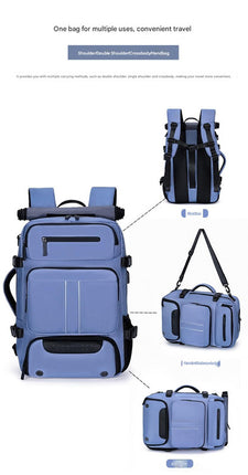 Large Capacity Convertible Travel Backpack - 16" Laptop Compartment, Shoe Pouch & USB Port(black)
