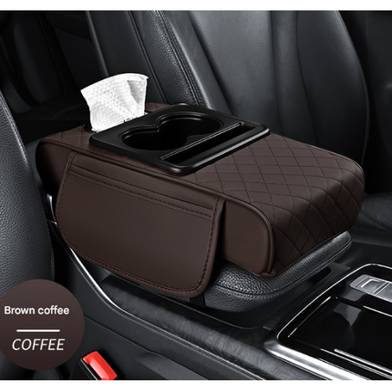 Premium Car Armrest Organizer & Comfort Pad(brown)