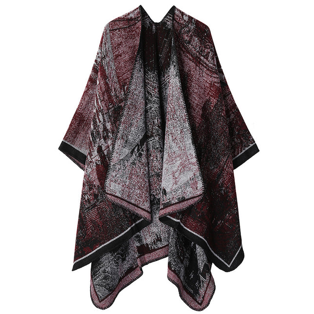 Faux Cashmere Shawl (Qingming Scroll Print)