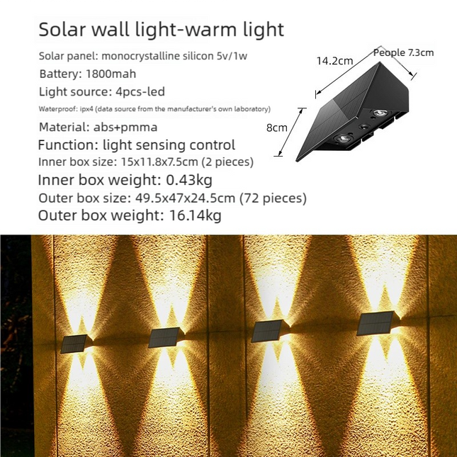 Solar Powered Up and Down Wall Light(yellow light) V888-ELOSUNG39025
