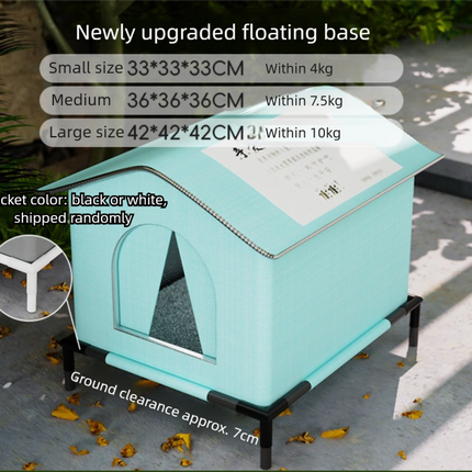Small Size Elevated Indoor/Outdoor Pet Shelter(blue): Waterproof, Insulated for All-Season Warmth