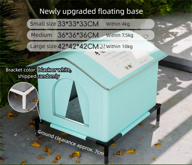 Small Size Elevated Indoor/Outdoor Pet Shelter(blue) Waterproof Insulated for All-Season Warmth