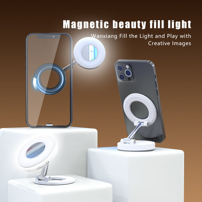 White 2-in-1 Folding Portable Selfie Light and Magnetic Phone – product detail
