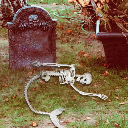 Halloween 31.5 inch Poseable Mermaid Skeleton Prop Haunted Decor – shape and profile