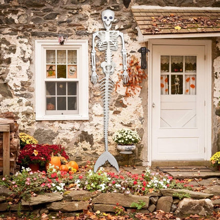 Halloween 31.5 inch Poseable Mermaid Skeleton Prop Haunted Decor – product features