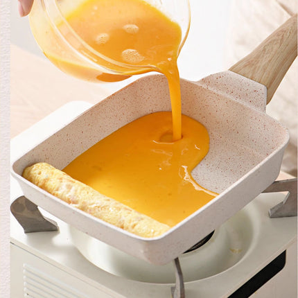 White Rectangular Non-Stick Frying Pan 19×14×4cm - Open, Induction & Gas Compatible