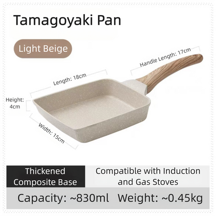 White Rectangular Non-Stick Frying Pan 19×14×4cm - Open, Induction & Gas Compatible