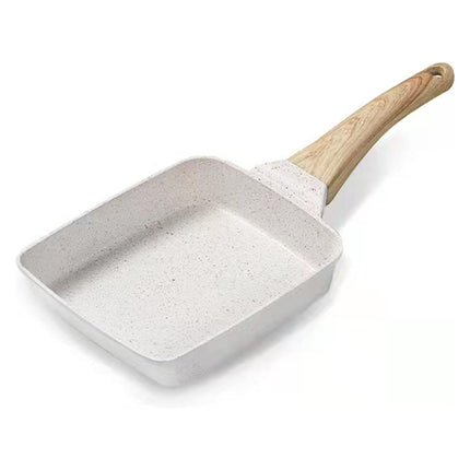 White Rectangular Non-Stick Frying Pan 19×14×4cm - Open, Induction & Gas Compatible
