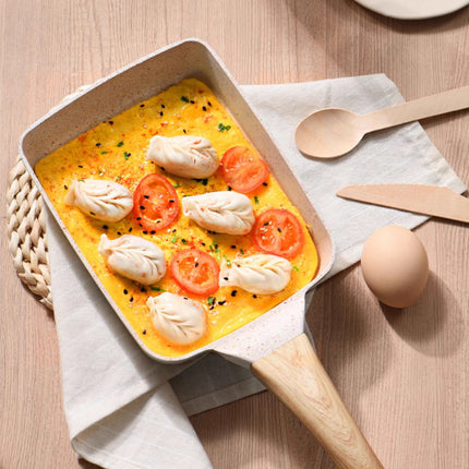 White Rectangular Non-Stick Frying Pan 19×14×4cm - Open, Induction & Gas Compatible